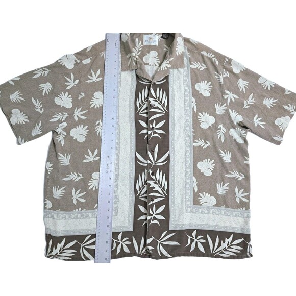 Hawaiian Shirt Men's 2XL Silk Tropical Island Brown Paradise Floral Tiki Party - Picture 6 of 6